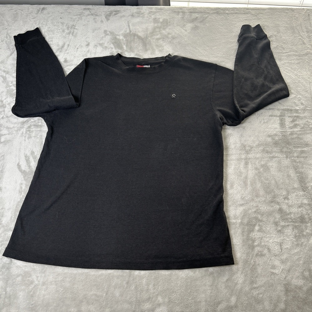 Vintage Southpole Shirt Mens Large Black Thermal Waffle Knit Long Sleeve T-Shirt